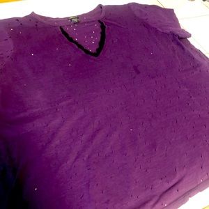 Torrid 4 purple short sleeve bee neck top